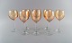 Scandinavian glass artist. Eight large red wine glasses in art glass. 1980s.
