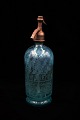 K&Co. presents: Decorative old French glass siphon in turquoise blue color from old cafe with engraved writing ...