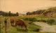 Peter Adolf Persson (1862-1914). Svensk kunstmaler. Olie på lærred. Græssende 
køer ved åbred. Ca. 1900.
