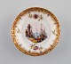 Antik Augustus Rex Meissen miniature skål i håndmalet porcelæn.
Skibe, blomster og gulddekoration. 1800-tallet.