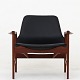 Roxy Klassik presents: IB KOFOD-LARSENSet of two easy chair in teak with black leather. Model 'Holte'.1 pc. ...