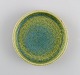 Lille rund Palshus skål i glaseret stentøj. Smuk glasur i blå og grønne nuancer. 
1960