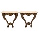 Aabenraa 
Antikvitetshandel 
presents: 
Pair of 
partly gilt 
Rococostyle 
console table 
with imitated 
marble wooden 
...