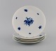 Bjørn Wiinblad for Rosenthal. Five Romanze Blue Flower Porcelain Plates. 1960s.
