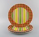 Rosenthal Designers Guild. Orchard Collection. Three Large porcelain cover 
plates. Colorful design. Late 20th century.
