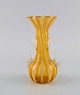 Murano vase with handles in yellow and clear mouth-blown art glass. Italian 
design, 1960s / 70s.

