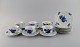 Royal Copenhagen Blue Flower Angular. Six coffee cups with saucers and six 
plates. Mid-20th century.
