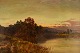 C. H. Watson, britisk kunstner. Olie på lærred. Landskab med græssende får i 
solnedgang ved flodbred. 1800-tallet.

