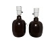 Antik K presents: Kähler art potterySmall dark brown table lamp from the 1970'es