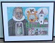 Klosterkælderen presents: Henry Heerup "Pastor Blicher" ca 62 x 78 cm including black wooden frame - in glass ...