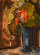 Per Olof Zachrisson (1917-1988), listed Swedish artist. Oil on board. Modernist 
still life with flowers. 1960s.
