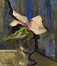 Olof Arén (b. 1918), Swedish artist. Oil on board. Modernist still life with 
orchid. Mid 20th century.
