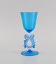 Barovier and Toso, Venice. Rare wine glass in light blue mouth blown art glass. 
Italian design, mid 20th century.
