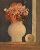 Alex Berdal (1945-2010), fransk kunstner. Olie på lærred. Modernistisk stilleben 
med blomster.
