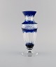 Bohemian glass vase in clear and blue art glass. Classic style. Mid 20th 
century.

