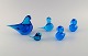 Ronneby, Sweden. Five birds in blue mouth-blown art glass. 1970s.
