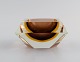 Angular Murano bowl in smoky mouth-blown art glass. 1960s.
