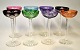 Pegasus – Kunst - Antik - Design presents: Set of 8 Bohemian liqueur crystal glasses with colored basins, 20th ...