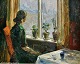 Meyer, Jacob (1895 - 1971) Danmark: En kvinde ved et vindue.
