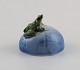 Royal Copenhagen porcelain figure. Frog on stone.
