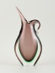 Murano lilla/grøn/klar vase i mundblæst kunstglas.
Italiensk design, 1960