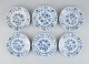 Six antique Meissen Blue Onion lunch plates in hand-painted porcelain.
Early 20th century.