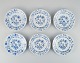 Six small antique Meissen Blue Onion lunch plates in hand-painted porcelain.