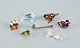 Murano, Italien. En samling på seks miniature glasfigurer af dyr i farvet 
kunstglas.