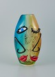 Murano, Venedig. 
Stor vase i Picasso stil i mundblæst kunstglas.