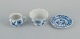 Meissen, three pieces Blue Onion - cup without handle, low cup and small plate.