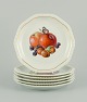 Rosenthal, Germany, six plates hand painted with fruits, butterflies and gold 
decoration.
