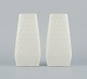 Gunnar Nylund for Rörstrand, a pair of "Domino" ceramic vases in white glaze, 
retro design with geometric shapes.