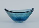 Svend Palmqvist for Orrefors, "Kraka" art glass bowl in checkered blue pattern.
