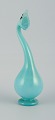 Murano, Venice, mouth-blown art glass vase in turquoise, organic form.