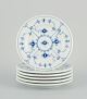 Seks Royal Copenhagen Musselmalet Riflet tallerkener i håndmalet porcelæn. 
Restaurationsporcelæn.