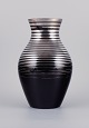 Large Art Deco glass vase, Germany. With horizontal silver inlays.