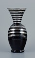 Art Deco glass vase, Germany. With horizontal silver inlays.