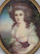 Miniature painting. Portrait of fine lady in white dress.