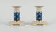 Royal Copenhagen, a pair of candlesticks in cracked porcelain.
Hand painted with gold edge.