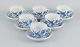 Meissen, Germany. Six Meissen Blue Onion coffee cups with saucers in 
hand-painted porcelain.