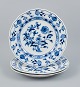 Meissen, Blue Onion pattern, a set of three hand painted dinner plates.