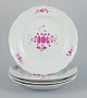 Meissen, Germany, Pink Indian, a set of four dinner plates.
Hand painted in high quality.
