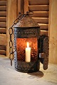 K&Co. presents: Early Swedish 1800s lamp in metal with hollow patterns for candles...