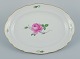 Meissen, Germany. Oval porcelain dish decorated with pink rose.