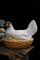 K&Co. presents: Antique 1800s egg bowl with hen on the lid in bisquit.