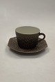 Danam Antik presents: Bing & Grondahl Kronjyden Brown Umbra Azur Coffee Cup and Octogonal Saucer