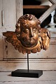 Antique French 19th century angel head in carved wood with original gold 
coating...