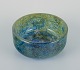 Göran Wärff for Kosta Boda, Sweden, unique art glass bowl with peacock motif in 
shades of green and blue.