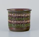 Bitossi, Italien, keramik urtepotteskjuler med geometrisk mønster og glasur i 
grøn, brune og gule toner.