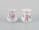 Meissen, two small "Pink Rose" porcelain vases hand-painted with pink roses.